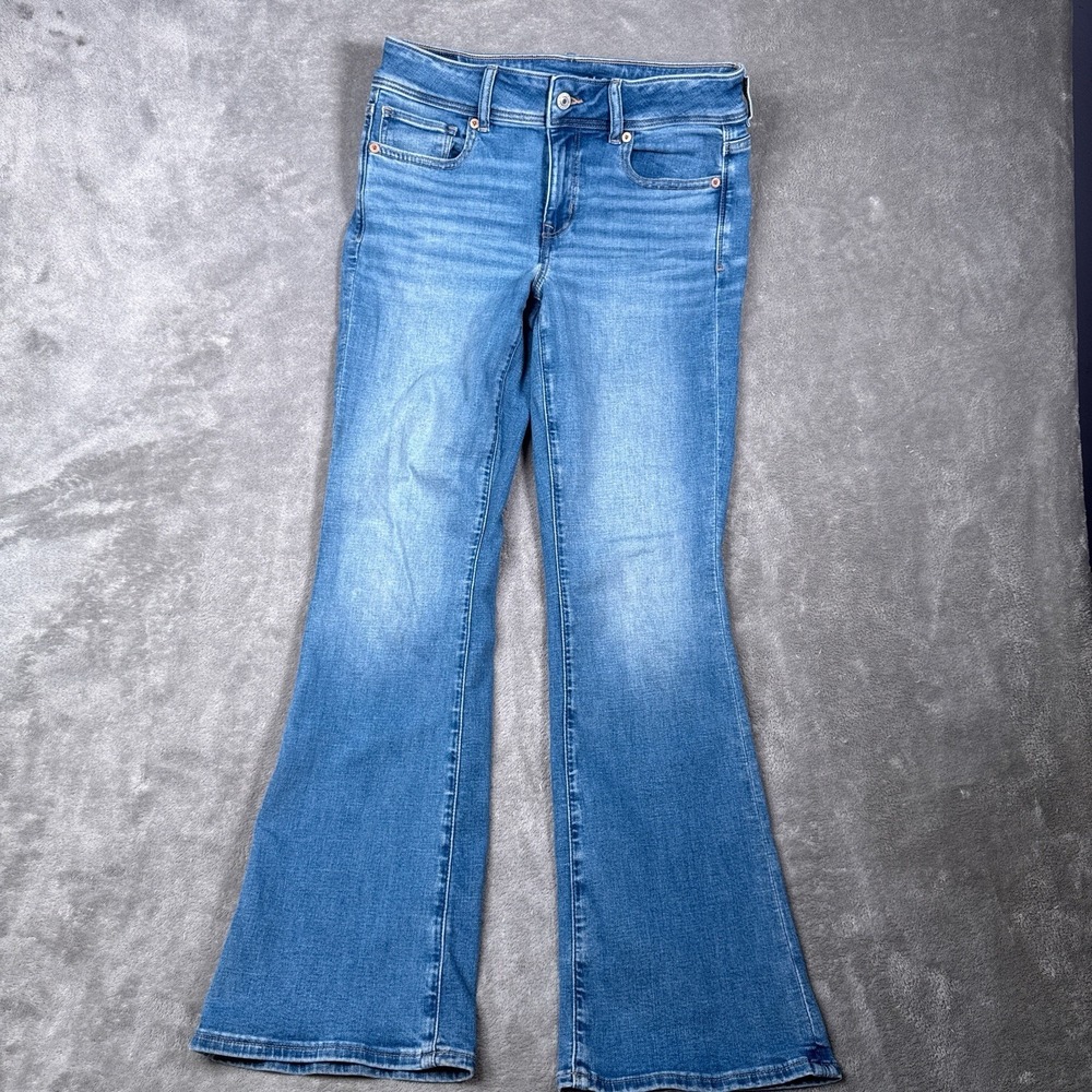 American Eagle Jeans Kick Boot Super Stretch Women's Size 6 Short Blue Denim